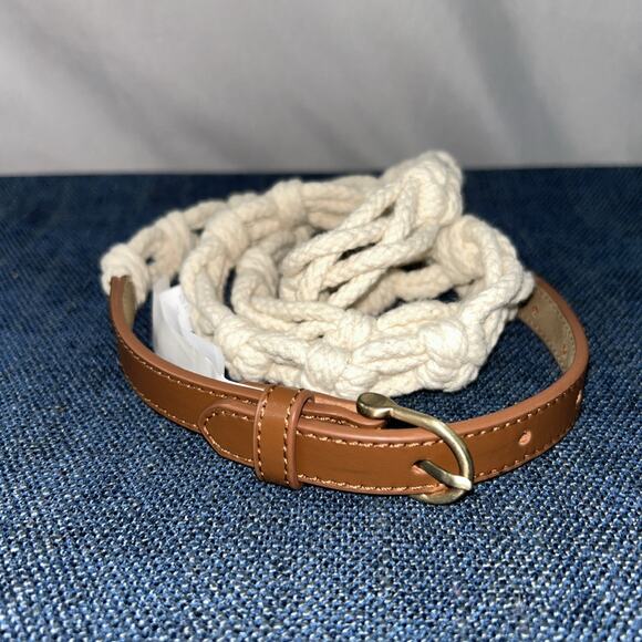 Talbots Nautical Stretch Rope Belt With Genuine Leather XL 42-46” - Picture 1 of 5